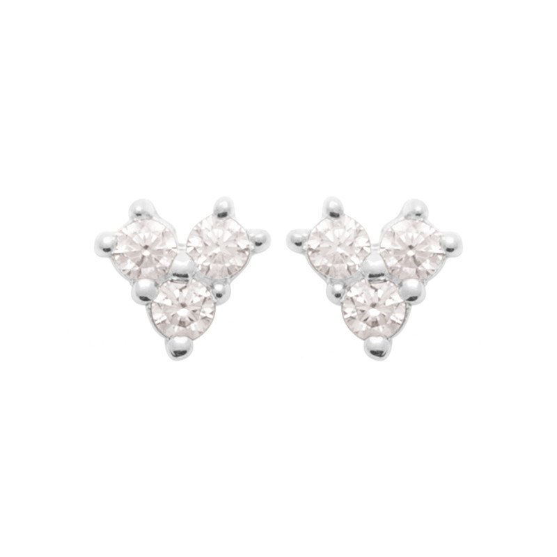 Boucles d'Oreilles Puces Trio Scintillant Argent Rhodié | Kara Bijoux