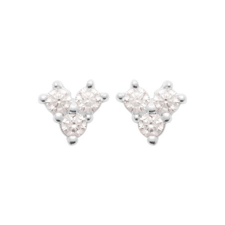 Boucles d'Oreilles Puces Trio Scintillant Argent Rhodié | Kara Bijoux