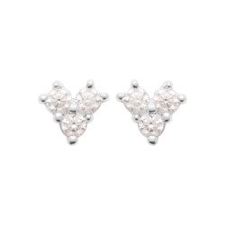 Boucles d'Oreilles Puces Trio Scintillant Argent Rhodié | Kara Bijoux