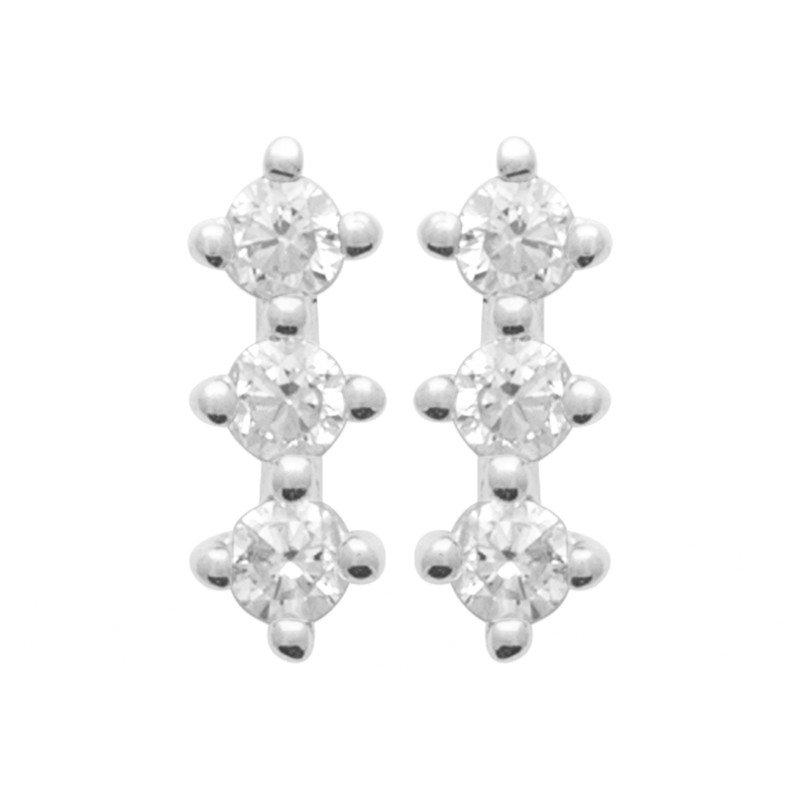 Puces d'Oreilles Argent Rhodié Oxydes de Zirconium - Kara Bijoux