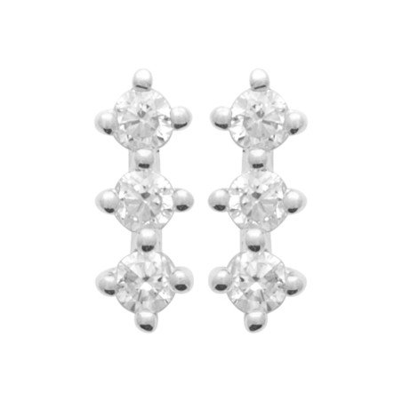 Puces d'Oreilles Argent Rhodié Oxydes de Zirconium - Kara Bijoux