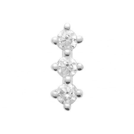 Puce d'Oreille Argent Rhodié Triple Oxyde de Zirconium | Kara Bijoux