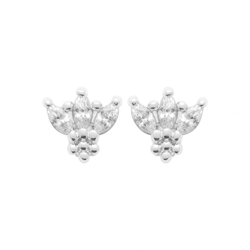Boucles d'Oreilles Pétales Scintillants Argent 925 Rhodié