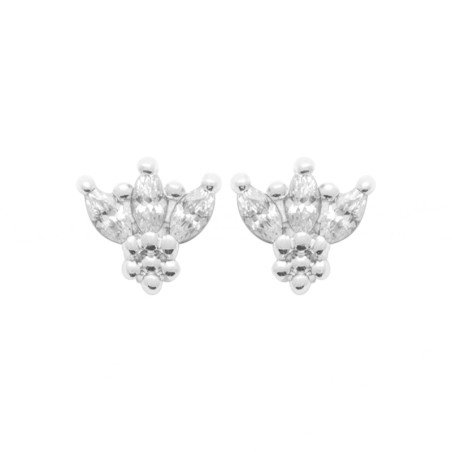 Boucles d'Oreilles Pétales Scintillants Argent 925 Rhodié