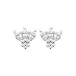 Boucles d'Oreilles Pétales Scintillants Argent 925 Rhodié