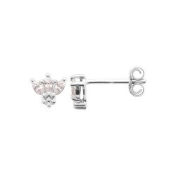 Boucles d'Oreilles Pétales Scintillants Argent 925 Rhodié