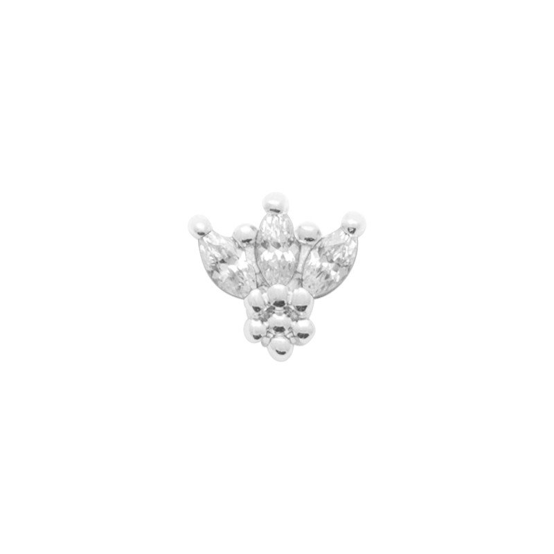 Puce d'Oreille Zirconium Marquise Argent Rhodié | Kara Bijoux