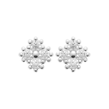 Boucles d'Oreilles Puces Argent Rhodié Oxydes de Zirconium - Kara Bijoux