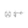 Boucles d'Oreilles Puces Carré Scintillant Argent Rhodié