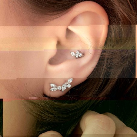 Boucles d'Oreilles Puce & Climber Argent Rhodié | Kara Bijoux