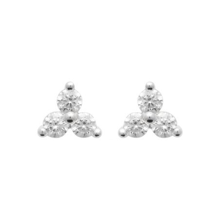 Puces d'Oreilles Trèfle Argent 925 Rhodié & Oxydes de Zirconium