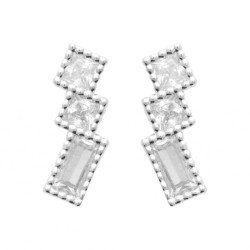 Boucles d'Oreilles Puces Argent Rhodié Oxydes de Zirconium | Kara Bijoux