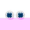 Puces d'Oreilles Halo Bleu en Argent Rhodié | Kara Bijoux