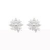 Boucles d'oreilles Puces Fleur Argent Rhodié Zirconia | Kara Bijoux