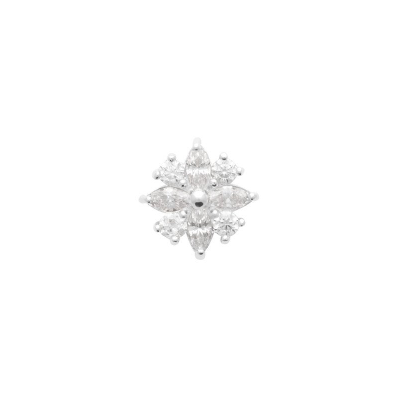 Puce d'Oreille Fleur Argent Rhodié & Oxyde de Zirconium | Kara Bijoux
