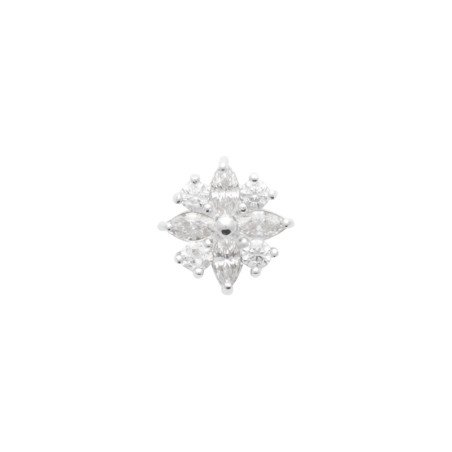 Puce d'Oreille Fleur Argent Rhodié & Oxyde de Zirconium | Kara Bijoux