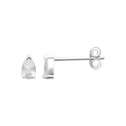 Boucles d'Oreilles Puces Poire Argent Rhodié | Kara Bijoux
