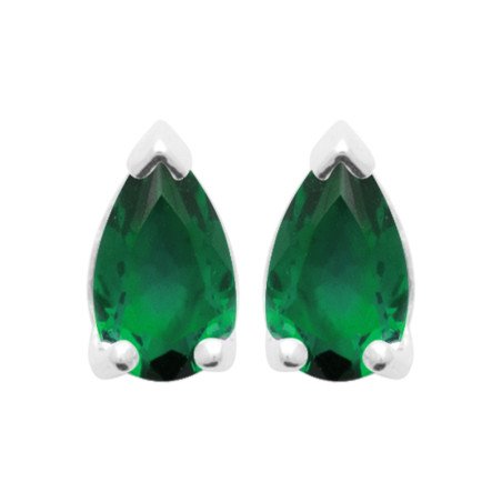 Puces d'Oreilles Goutte Verte en Argent 925 Rhodié | Kara Bijoux