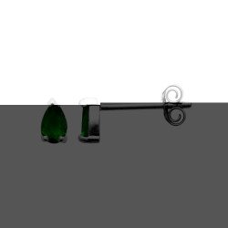 Puces d'Oreilles Goutte Verte en Argent 925 Rhodié | Kara Bijoux