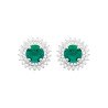 Boucles d'Oreilles Puces Argent Rhodié Halo Vert - Kara Bijoux