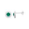 Boucles d'Oreilles Puces Argent Rhodié Halo Vert - Kara Bijoux