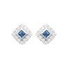 Puces d'Oreilles Carrées Argent Rhodié Zirconium Bleu | Kara Bijoux