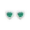 Boucles d'Oreilles Puces Cœur Vert Argent Rhodié | Kara Bijoux
