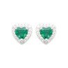 Boucles d'Oreilles Puces Cœur Vert Argent Rhodié | Kara Bijoux