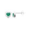 Boucles d'Oreilles Puces Cœur Vert Argent Rhodié | Kara Bijoux