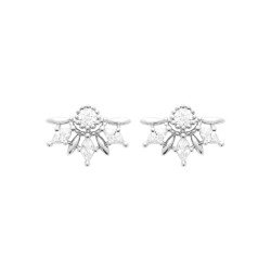 Boucles d'Oreilles Puces Éclat Floral Argent Rhodié - Kara Bijoux