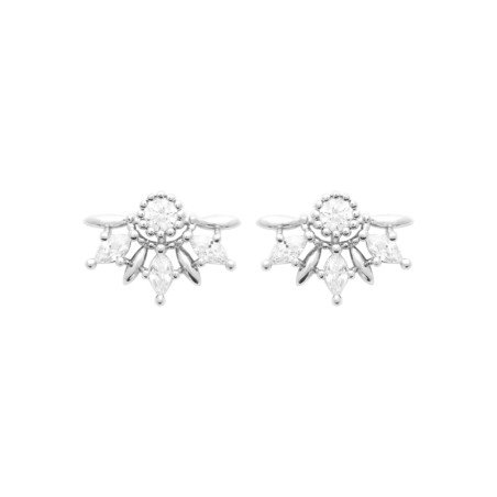 Boucles d'Oreilles Puces Éclat Floral Argent Rhodié - Kara Bijoux