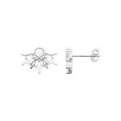 Boucles d'Oreilles Puces Éclat Floral Argent Rhodié - Kara Bijoux