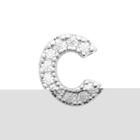Puce d'Oreille Initiale C Argent Rhodié | Kara Bijoux
