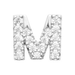 Puce d'Oreille Initiale M Argent Rhodié & Oxyde de Zirconium