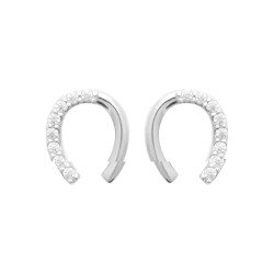 Boucles d'Oreilles Puces Fer à Cheval Argent Rhodié - Kara Bijoux