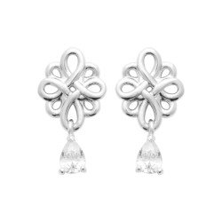 Boucles d'oreilles Fleur Goutte Argent Rhodié | Kara Bijoux