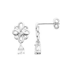 Boucles d'oreilles Fleur Goutte Argent Rhodié | Kara Bijoux