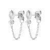Boucles d'Oreilles Puces Chaîne Argent Rhodié & Zirconium