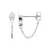 Boucles d'Oreilles Puces Chaîne Argent Rhodié & Zirconium