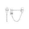 Boucles d'Oreilles Double Puce Chaîne Zircons Argent Rhodié