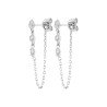 Boucles d'oreilles Puces & Chaîne Argent Rhodié Zirconium