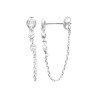 Boucles d'oreilles Puces & Chaîne Argent Rhodié Zirconium