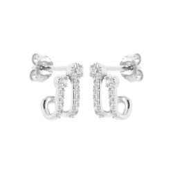 Boucles d'Oreilles Puces Doubles Barres Argent Rhodié | Kara Bijoux