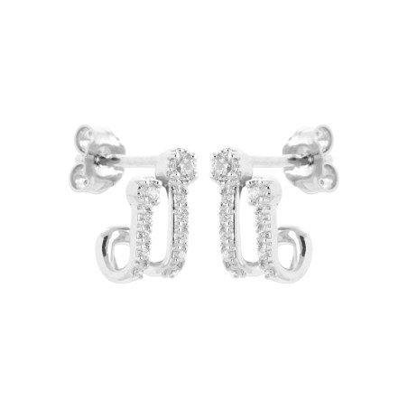 Boucles d'Oreilles Puces Doubles Barres Argent Rhodié | Kara Bijoux