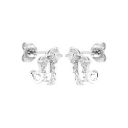 Boucles d'Oreilles Puces Argent Rhodié Oxydes de Zirconium