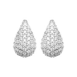 Boucles d'Oreilles Goutte Scintillante Argent Rhodié