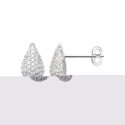 Boucles d'Oreilles Goutte Scintillante Argent Rhodié