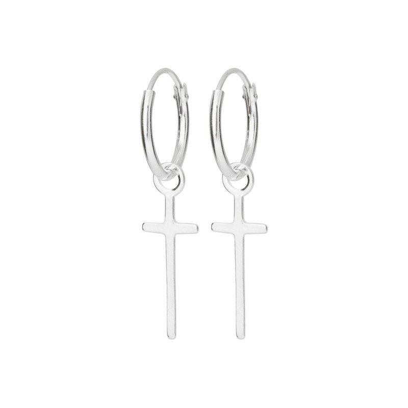 Créoles Croix Argent 925 - Élégance Discrète | Kara Bijoux