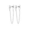 Boucles d'Oreilles Puces Chaînes Zirconia Argent Rhodié