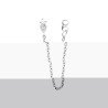 Boucles d'Oreilles Puces Chaînes Zirconia Argent Rhodié